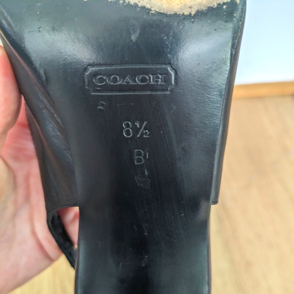 Vintage Coach Italian Leather Square Toe Sling Back Heels "Breene" Size 8.5 - Picture 4 of 7